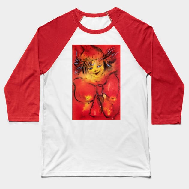 RED CLOWN WITH RIBBON Baseball T-Shirt by BulganLumini